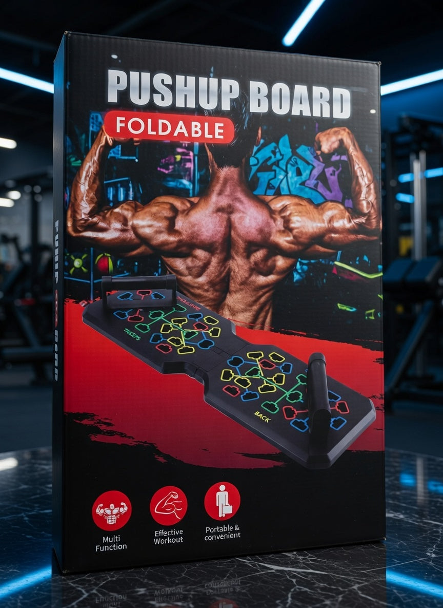 Foldable Pushup Board | Color-Coded Multi-Grip Push Up Board | Portable Home Workout Equipment for Chest, Shoulders, Triceps, Back & Full Upper Body Training