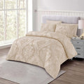 Classic Beige Cream Paisley Jacquard Duvet Cover Set – Warm Luxury Bedding