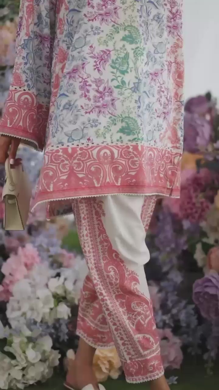 Pastel Multi-Floral Printed Soft BSY Crepe Co-ord Set | Wide Sleeves & Cropped Pants | SKU: J6058