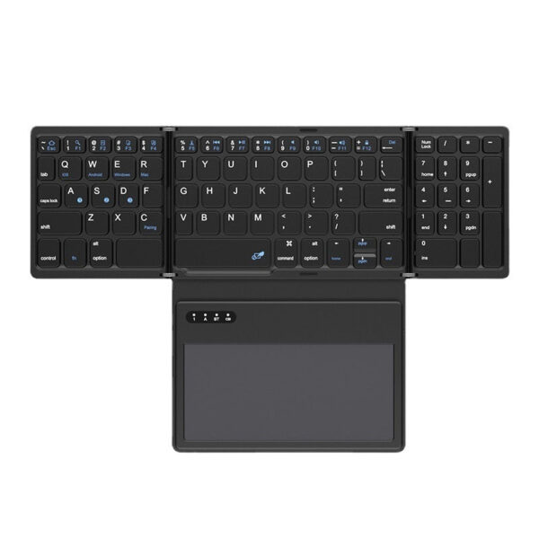 New B055 Business Leather Large Touch Version Bluetooth Folding Keyboard - Image 4